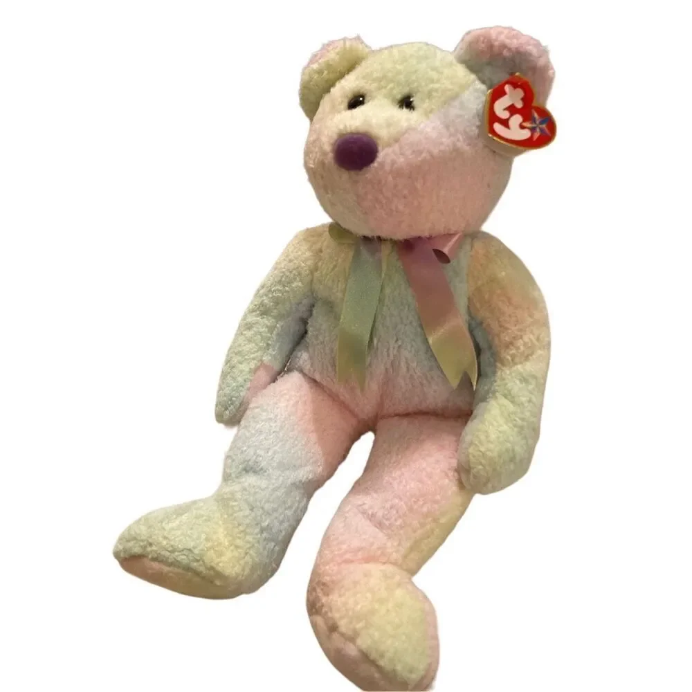 1999 Groovy Bear Ty Beanie Buddies Plush Collectible Vintage Y2K 90s